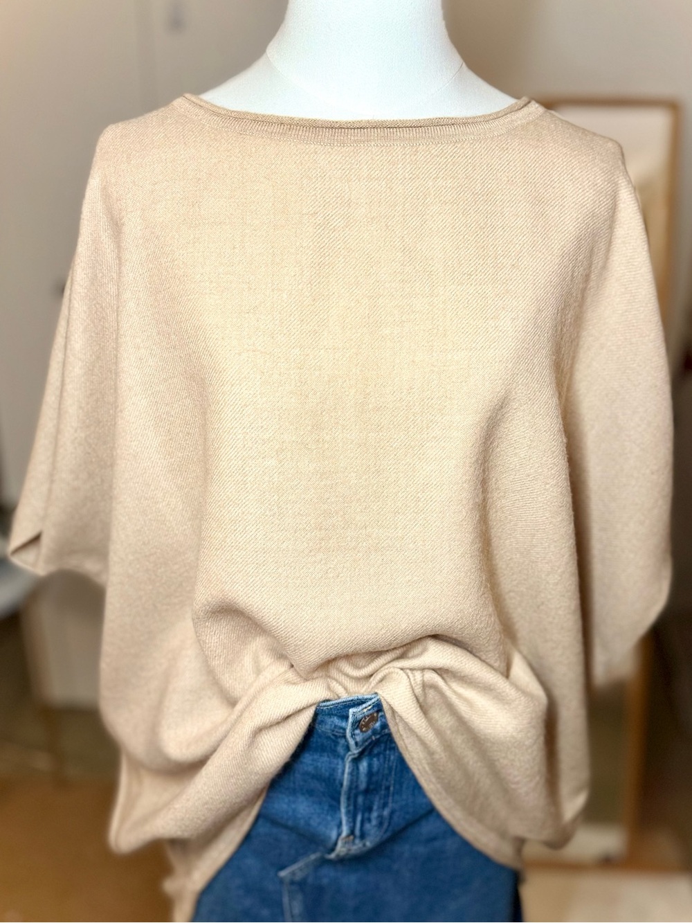Cuyana 100% Baby Alpaca Sweater Tunic Top Boat Neck Oversized Quiet Luxury: New!